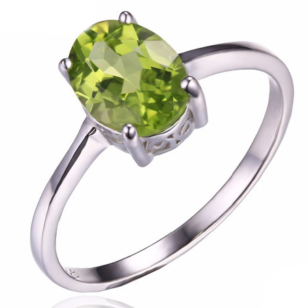 2 Ct Peridot Oval Ring .925 Sterling Silver 