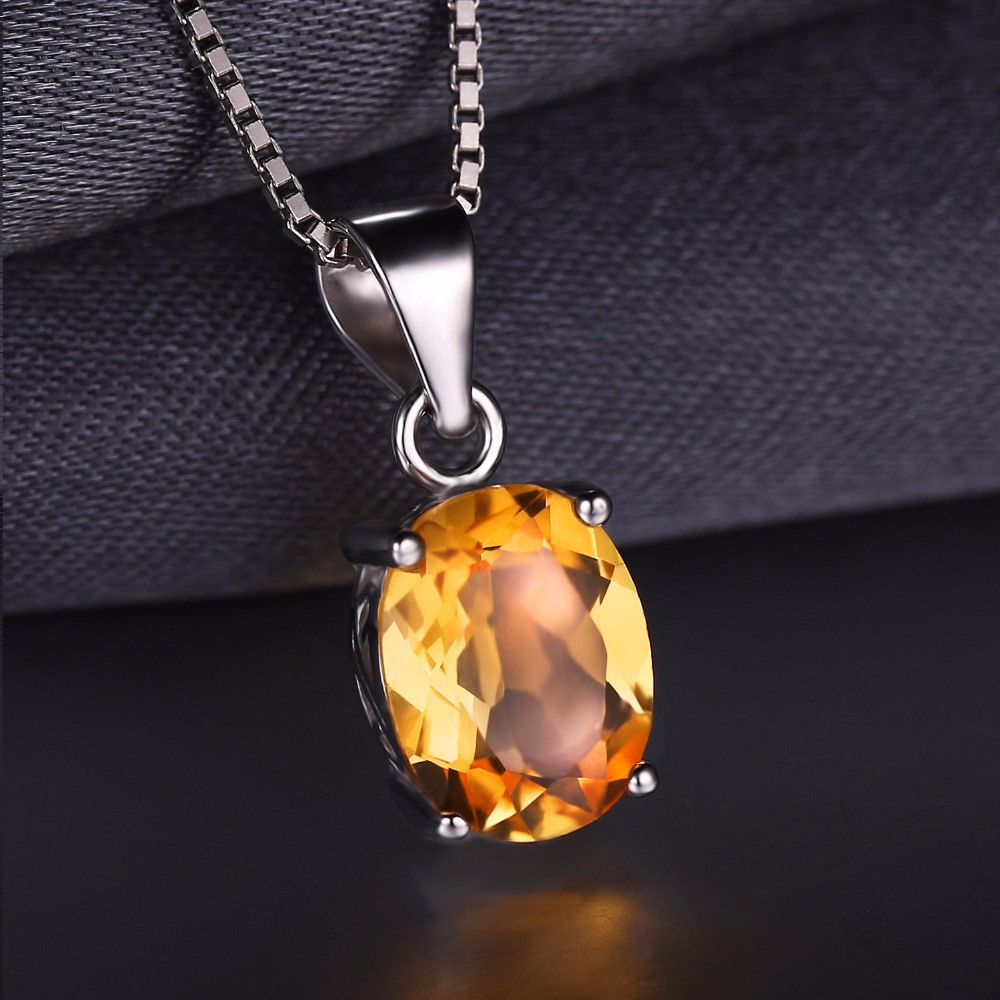 Oval Golden Yellow Citrine Solitaire Ornate 925 Sterling Silver Pendant 