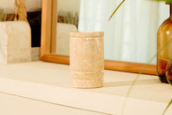 Toscano Natural Beige Marble Keepsake Urn For Ashes 
This urn is crafted from a natural marble in a seashell beige color, with thin to medium grain and irregular background. The main characteristic of this marble is the appearance of strong and well defined vein. This vein is moderately irregular, but it is what defines the uniqueness of this stone. Quarried and made from 100% real natural marble.  Because it is natural, the color and pattern in each urn will vary.  The lid can be sealed with adhesive that can be found at a local hardware store.  Adhesive is included.

It’s the perfect vessel as a keepsake for display in your home, niche, funeral, columbarium, burial, scattering ashes, or as a reminder and in remembrance of their love and spirit.