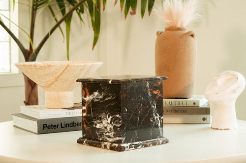Modern Golden Portoro Marble Cremation Urn
