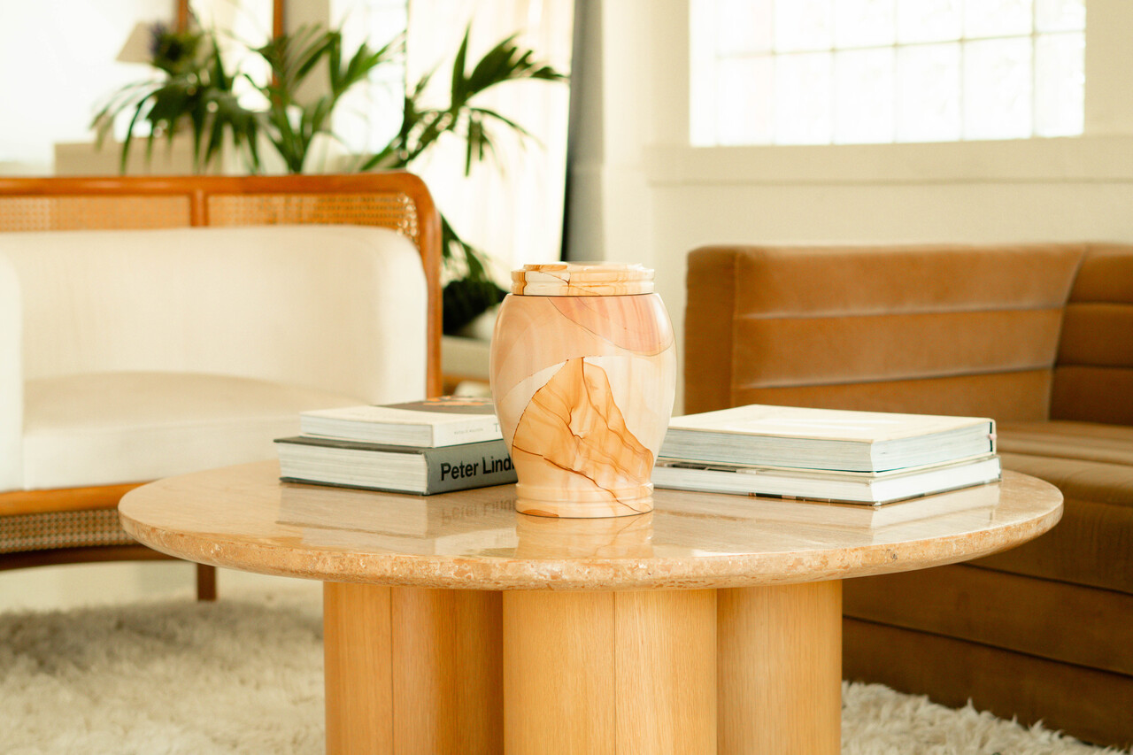 Everlasting Teakwood Marble Cremation Urn for Ashes - Full Size (Adult)