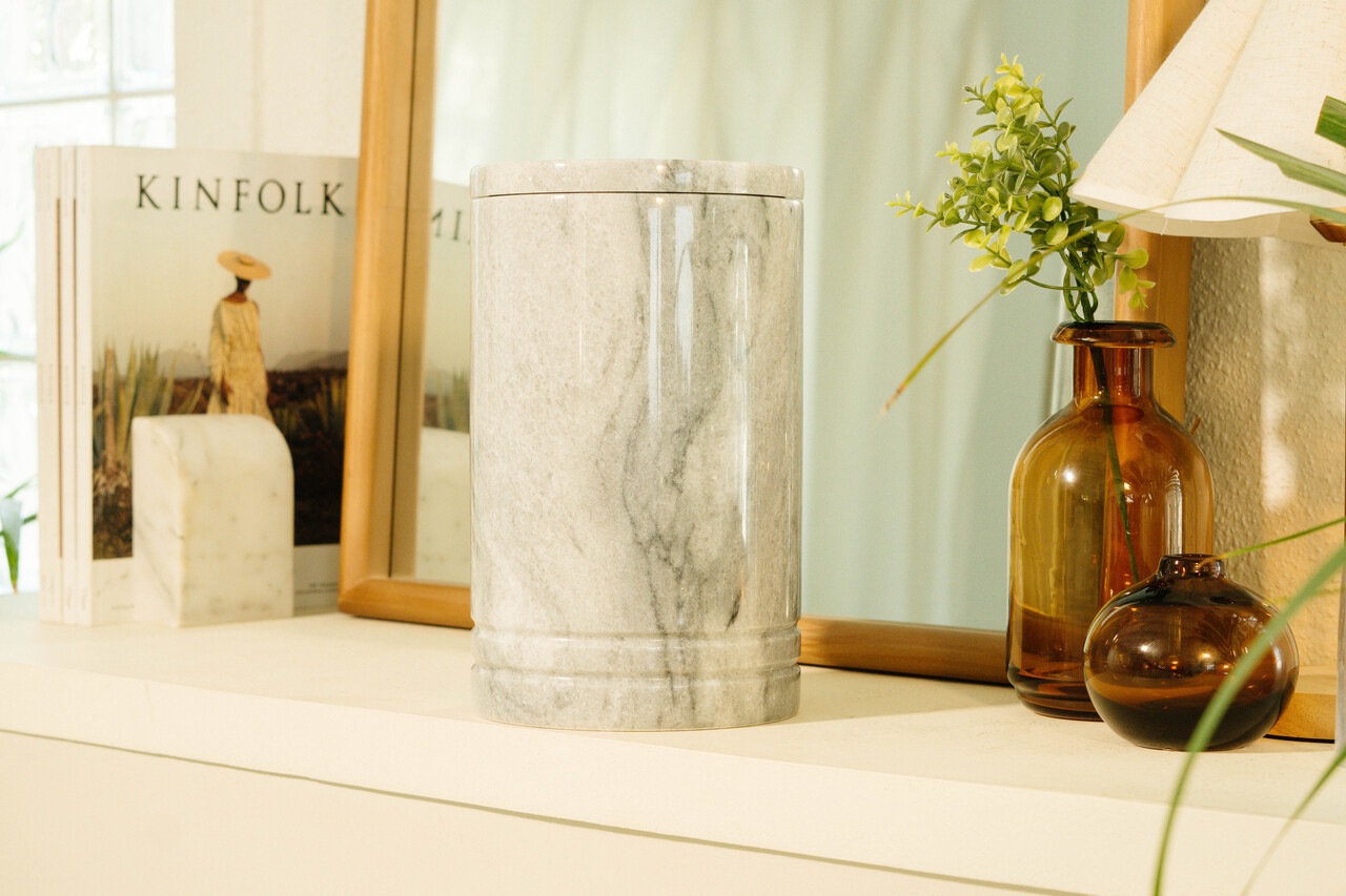Toscano Cloud Grey Marble Urn For Ashes - Large