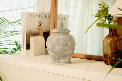 Eternal Cloud Grey Marble Keepsake For Ashes - Medium