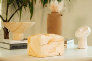 Contemporary Burma Teakwood Marble Cremation Urn for Ashes - Full Size (Adult)