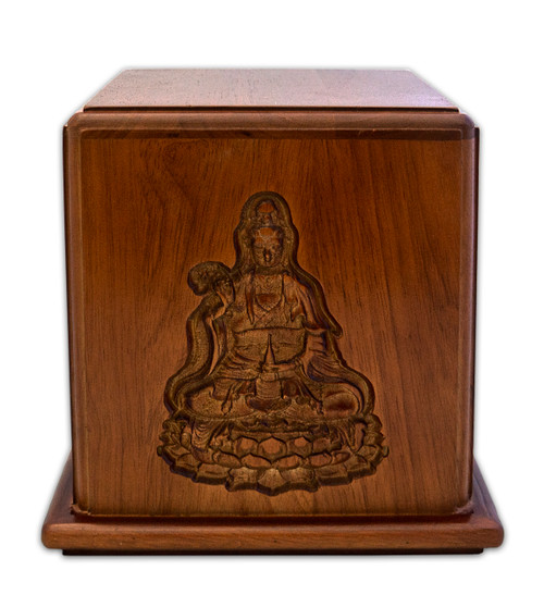 Mahogany Wood Buddha Cremation Urn