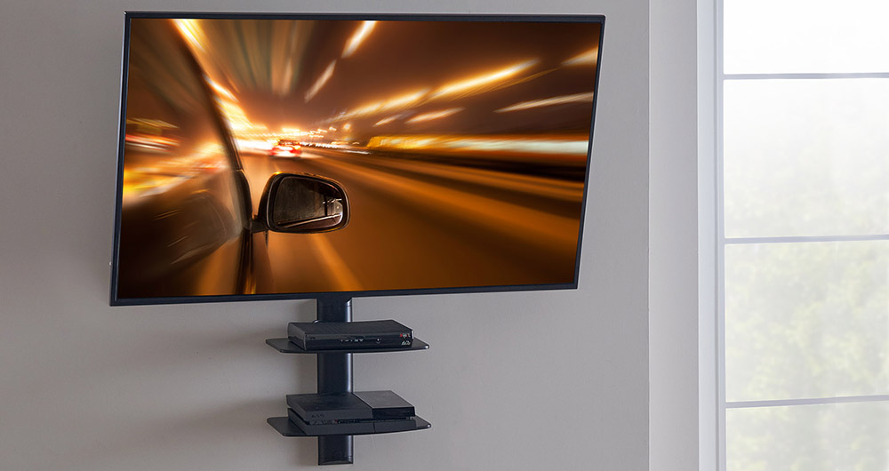 With a dual wall mounted component shelf, you now have a great place for your components under a mounted tv