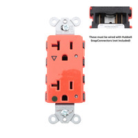 Hubbell SNAP2182IGL Isolated Ground SnapConnect Hospital Grade Duplex Outlet Receptacle LED Indicator 20A