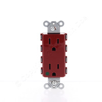 Hubbell SNAP2172RA Red SnapConnect Hospital Grade Duplex Outlet Receptacle 15A