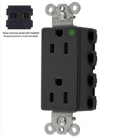 Hubbell SNAP2172BKA Black SnapConnect Hospital Grade Duplex Outlet Receptacle 15A