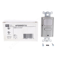 Hubbell Gray Occupancy Sensor Switch Adaptive PIR 120/277V 1000ft² AP2000GY1U