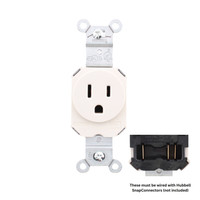 Hubbell SNAP5261LA Almond SnapConnect Single Outlet Receptacle Spec Grade 15A