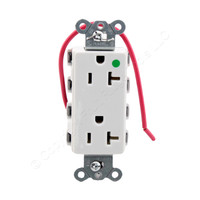 Hubbell SNAP2182WSC White SnapConnect Hospital Grade Duplex Outlet Receptacle Split Circuit 20A
