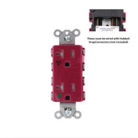 Hubbell SNAP2182RIGTRA Red Isolated Ground SnapConnect Hospital Grade Tamper Resistant Receptacle Outlet 20A