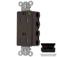 Hubbell SNAP2172TRA Brown SnapConnect Hospital Grade Tamper Resistant Duplex Outlet Receptacle 15A