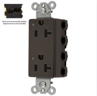 Hubbell SNAP2162L Brown SnapConnect Duplex Outlet Receptacle LED Indicator 20A