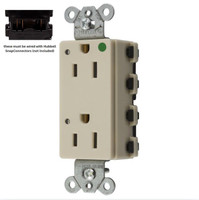 Hubbell SNAP2172IL Ivory SnapConnect Hospital Grade Duplex Outlet Receptacle LED Indicator 15A