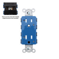 Hubbell SNAP2162BLLTRA Blue SnapConnect Receptacle Tamper Resistant Duplex Outlet LED Indicator 20A