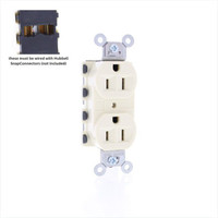 Hubbell SNAP5262ALA Almond SnapConnect Duplex Outlet Receptacle Spec Grade 15A