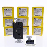 10 Hubbell Black Hospital Grade SNAPConnect 20A Tamper Resistant Outlet Receptacles 2.0 USB SNAP8300USBBK