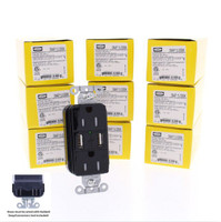10 Hubbell SNAP15USBBK Black Decorator SNAPConnect 15A Receptacle Outlets Dual 2.0 USB ports