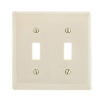 Hubbell Lt Almond 2Gang Toggle Switch Cover Wall Plate Switchplate Plastic WP2LA