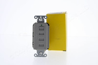 Hubbell Gray 4-Port Charger Outlet USB-A 5A 5VDC Switched Port Door! USBP4GY