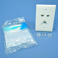 Leviton LARGE White Video Cable CATV Phone Jack Wallplate Cat5e 6-Wire 5EA10-M3W