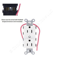 Hubbell SNAP5262WSC White SnapConnect Duplex Outlet Receptacle Split Circuit 15A