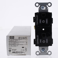 Hubbell Black Commercial Tamper Res Receptacle 2/2 "CONTROLLED" 15A BR15C2BLKTR