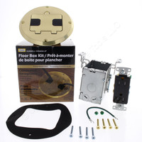 Hubbell Recessed Floor Receptacle Kit 15A Tamper Resistant Outlet Brass 6239BPC
