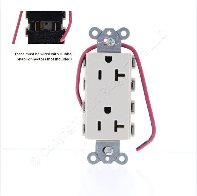 🏠 Hubbell SNAP2162LASC Lt Almond SnapConnect Duplex Outlet Receptacle