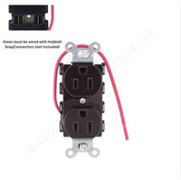 Hubbell SNAP5262SC Brown SnapConnect Duplex Outlet Receptacle Split Circuit 15A