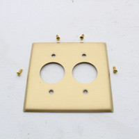 Hubbell 2-Gang Solid Brass Wallplate 1.40" Outlet Opening Receptacle Cover SB72