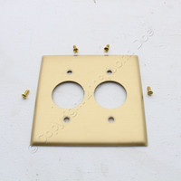 Hubbell 2-Gang Solid Brass Wallplate 1.40" Outlet Opening Receptacle Cover SB72