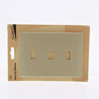 Hubbell Ivory SCREWLESS Snap-On 3-Gang Wallplate Toggle Switch Cover GFCI RFW3I