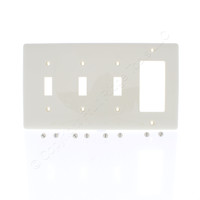 Hubbell Ivory 4-Gang Toggle Switch Decorator Rocker Wall Plate Cover Unbreakable Nylon NP326I