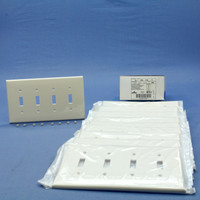 10 Leviton Light Almond 4-Gang MIDWAY UNBREAKABLE Thermoplastic Toggle Switch Wallplate Covers PJ4-T