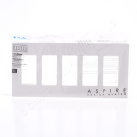 Cooper Aspire White Satin (Pale Gray) Screwless Rocker 5-Gang Wallplate 9525WS