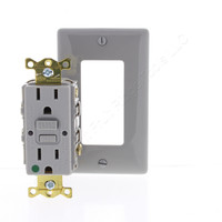 Bryant/Hubbell Gray Hospital Grade Self-Test GFCI Receptacle Duplex Outlet 15A 125V GFST82GY
