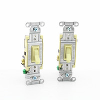 2 Hubbell Ivory 3-way Commercial Grade Framed Toggle Switches 20A 120/277V CSB320IF