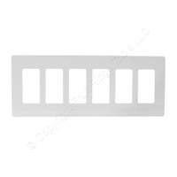 Cooper Aspire White Satin (Pale Gray) Screwless Rocker 6-Gang Wallplate 9526WS