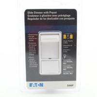 Eaton White Incandescent Halogen Slide Dimmer Switch 1+3-Way Preset SI06P-W-K