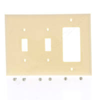 Bryant/Hubbell Ivory 3-Gang Decorator/Toggle Switch Cover Wallplate Unbreakable N2133DM