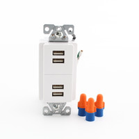 Cooper White USB Charging Station 4-Port Receptacle Outlet 2.5A 5VDC 7750W