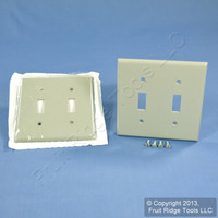 2 Leviton Gray 2-Gang Toggle Switch Cover Wall Plates Double Switchplates 87009
