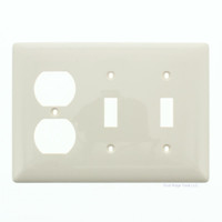 Hubbell Light Almond 3-Gang Toggle Switch Duplex Outlet UNBREAKABLE Wallplate Receptacle Cover NP28LA