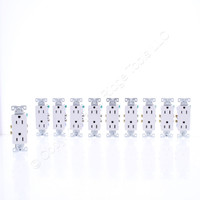 10 Eaton White Decorator Outlet Duplex Receptacles NEMA 5-15R 15A 125V 1107-9W