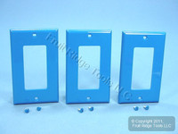 3 Leviton Blue UNBREAKABLE Decora Wallplates GFCI GFI Nylon Covers 80401-NB