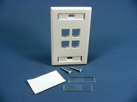 Leviton White 1Gang Quickport 4-Port Data Wallplate Cover w/ ID Window 42080-4WS