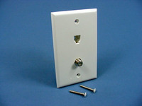 Leviton White Combination 1-Gang Phone Video Cable CATV Jack Wall Plate 40959-W